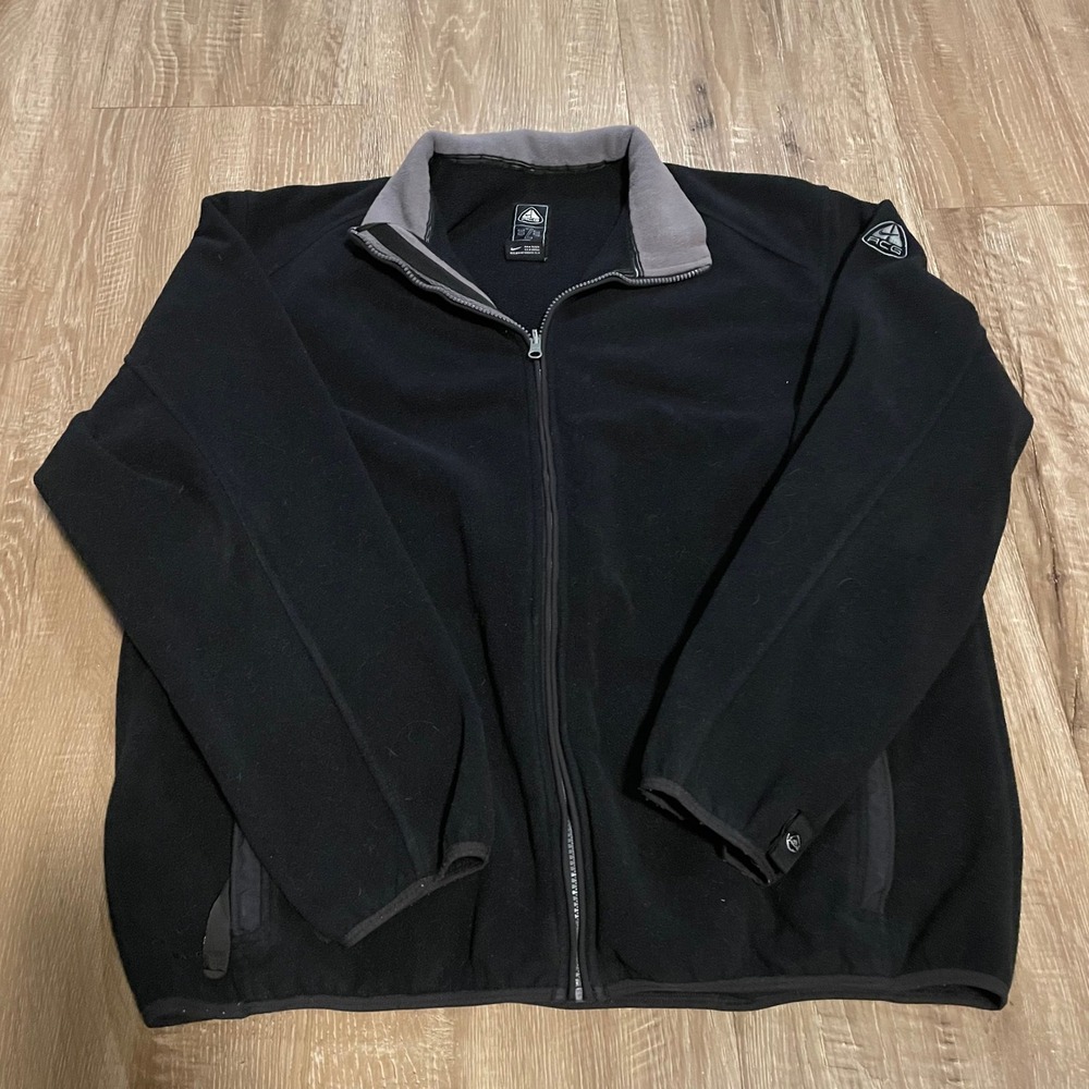 Nike ACG Mens Fleece Jacket Size XL Black Polyester Therma Fit Full Zip Layer 2